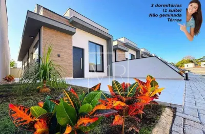 Casa térrea para locação, não geminada, condomínio fechado, 3 dormitórios (1 suíte), 77m² (lançamento – nunca habitada) - $2.800 – chácaras maringá –
