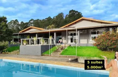 Chácara à venda, 5 suítes, piscina, 5.000m² - $1.800.000 – recanto dos palmares – atibaia/sp
