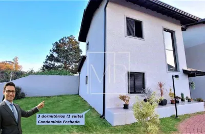 Casa à venda, condomínio fechado, 3 dormitórios (1 suíte), 102m² - $750.000 - ribeirão dos porcos - atibaia/sp