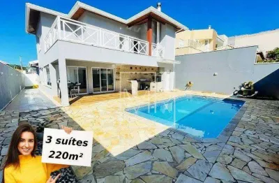 Casa à venda em condomínio fechado, 3 suítes, piscina, 226m2. $1.600.000 – Terras de Atibaia II – Atibaia / SP