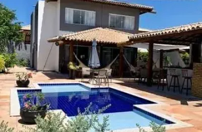 Casa duplex residencial para venda no condomínio paraíso dos lagos, guarajuba, camaçari, 4 suítes, mobiliada, 1 sala, 5 banheiros, 2 vagas, 200m² área