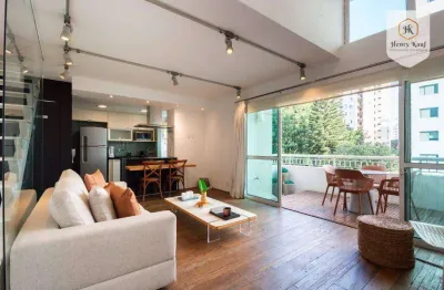 Loft com 1 dormitório e 2 vagas, 74 m² - venda por r$ 1.850.000 ou aluguel por r$ 13.013/mês - moema pássaros - são paulo/sp
