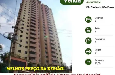 Apartamento 3 dormitórios para venda em são paulo, vila prudente, 3 dormitórios, 1 suíte, 3 banheiros, 2 vagas