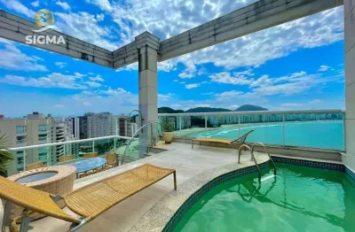 Frente mar - cobertura com 4 suítes - piscina e churrasqueira - 2 vagas - jardim astúrias - guarujá/sp