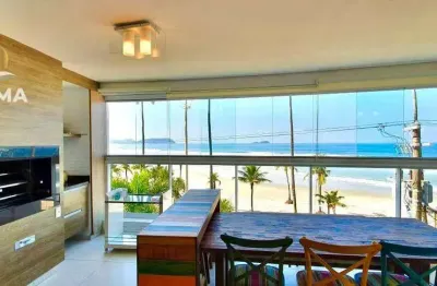 Apartamento de frente para o mar com 3 suítes e varanda gourmet em prédio com lazer e 3 vagas de garagem, praia da enseada - guarujá.