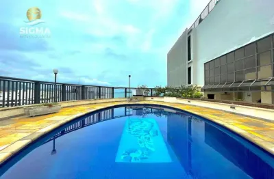Frente mar - cobertura à venda com 4 suítes - piscina, sauna e churrasqueira - 4 vagas - jardim astúrias - guarujá/sp