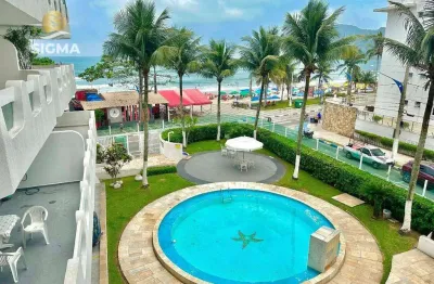Frente mar - apartamento à venda com 2 suítes - condomínio com piscina - 1 vaga - tombo - guarujá/sp