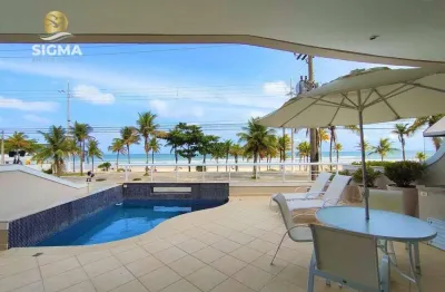 Casa na praia, alto padrão, frente mar, 5 suítes, piscina, churrasqueira, 4 vagas, enseada, guarujá.