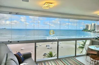 Frente mar - apartamento com 3 suítes à venda, 156 m² por r$ 1.910.000 - jardim astúrias - guarujá/sp.