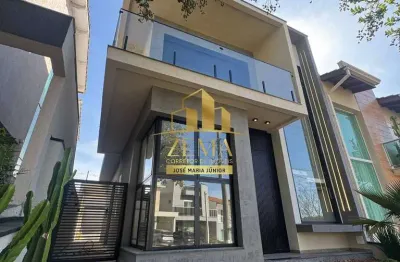 Sobrado novo em condomínio, 03 sts, gourmet, lindo projeto e acabamentos.