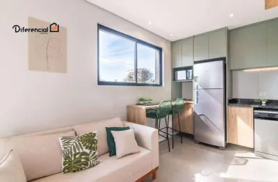 Apartamento com 1 dormitório para alugar, 29 m² por r$ 3.455,16/mês - capão raso - curitiba/pr