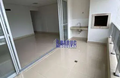 Aluga-se lindo apto 134m² no edf. jardim d`américa. apto 3 suítes, sala dois ambientes, sacada com churrasqueira, banheiro social, lavado, cozinha.