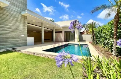 Casa totalmente terrea com arquitetura contemporanea, 4 suites, piscina sala e cozinha integrados no condominio marambaia, vinhedo/sp