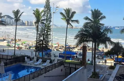 Prédio frente ao mar na astúrias, apartamento com 3 suítes, 2 vagas para auto.