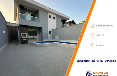 Excelente oportunidade: sobrado novo com 3 suítes e piscina - lado praia na vila tupi, praia grande!