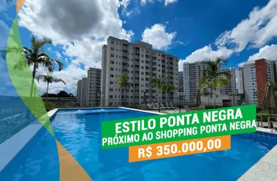Estilo ponta negra - 2 quartos(1 suíte) - varanda - andar alto