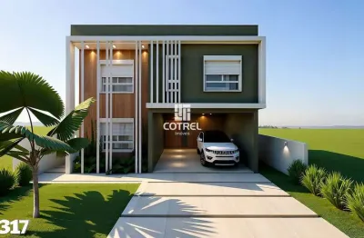 Casa oliva na planta com 04 suítes, 04 banheiros, 01 lavabo e 01 vaga de garagem