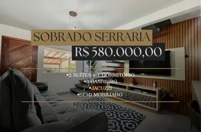 Sobrado semi mobiliado com jacuzzi e um terceiro quarto externo