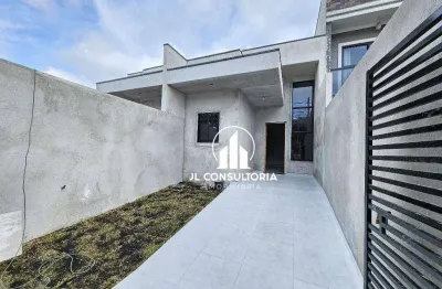 Casa com 2 quartos, pé direito alto e fachada moderna