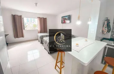 Kitnet mobiliada com 1 dormitório à venda, 34 m² por r$ 230.000 - vila guilhermina - praia grande/sp