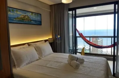 Apartamento estúdio na barra com 24 metros andar alto. rua marques de caravelas  vista mar porteira fechada.