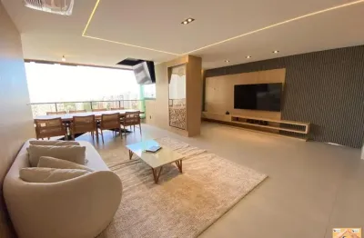 Caminho das árvores! finamente decorado! nascente 140m², 3 suítes, lavabo, sala ampliada - varanda gourmet - com fechamento em reiki, tv com fliper, andar alto,