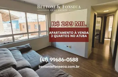 Apartamento com 3 quartos no atuba / bacacheri por r$299.000