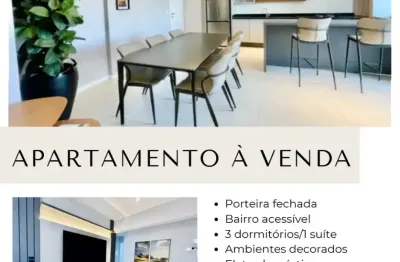Apartamento porteira fechada na pedra branca decorado e mobiliado, com suite e sacada com churrasqueira