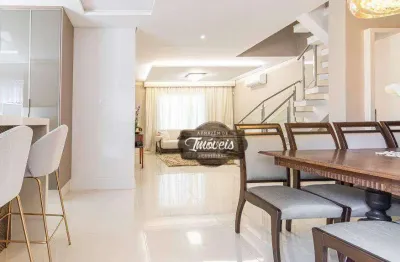Sobrado triplex à venda, seminovo e semimobiliado, 235m², ático, churrasqueira gourmet, perto carrefour, portão, curitiba/pr