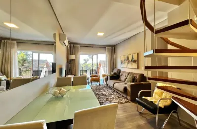 Apartamento duplex mobiliado com 2 suítes, 2 vagas - casa de pedra - gramado