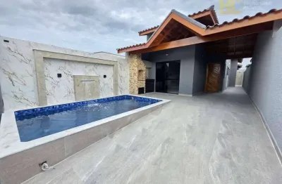 Casa térrea nova e moderna com piscina - flora rica ii - peruíbe/sp
