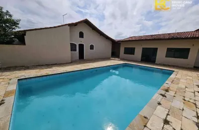 Casa térrea em 2 lotes com piscina á 100m do mar - sao jose - peruíbe/sp
