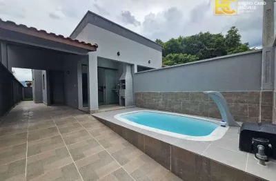 Casa nova com piscina a 1200m do mar - oasis - peruíbe/sp