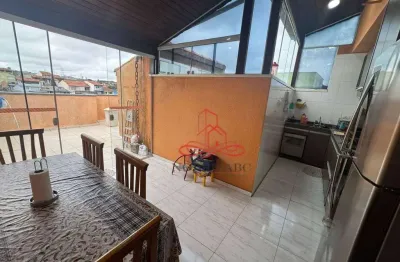 Cobertura com 2 dormitórios, 90 m² - venda por r$ 390.000 ou aluguel por r$ 2.400/mês - vila linda - santo andré/sp