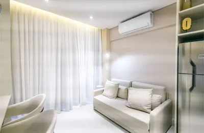 Apartamento de 44,05 m² com varanda e 1 vaga na garagem mobiliado e decorado ao lado faria lima