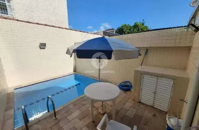 Casa sobreposta alta à venda, 3 quartos, 3 suítes, 2 vagas, campo grande - santos/sp