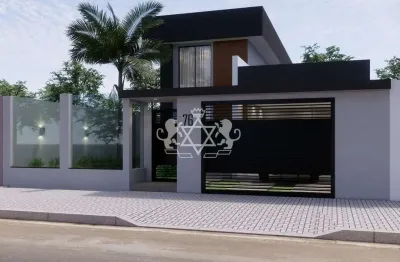 Casa em fase final de construção, com arquitetura moderna,  3 quartos, suíte, piscina, e a 700m do