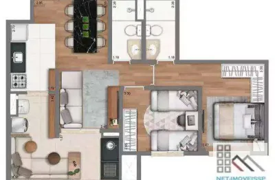 Apartamento 2 dormitórios (60m²), 1 suíte, terraço, 1 vaga. próximo da estação do metrô tucuruvi