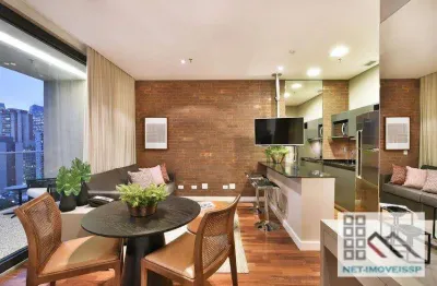 Apto 1 dormitório (42m²), 1 vaga, mobiliado e decorado. próximo do shopping vila olímpia