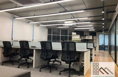 Conjunto comercial (280m²), 2 banheiros, 100% mobiliado, 5 vagas. na região da berrini