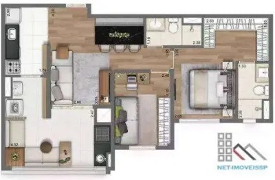 Apartamento 2 dormitórios (67m²), 1 suíte, 1 vagas, varanda.  próximo do parque do piqueri