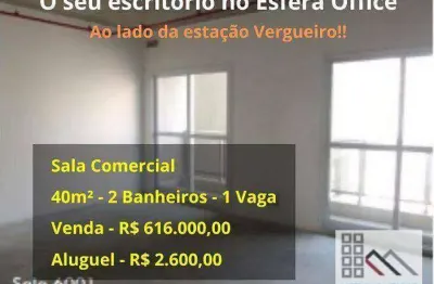 Sala comercial (40,08m²), 2 banheiros, 1 vaga. ao lado da estação vergueiro do metrô