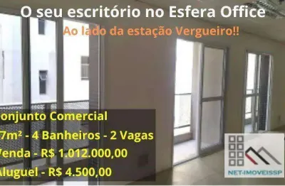 Conjunto comercial (67,46m²), 4 banheiros, 2 vagas. ao lado da estação vergueiro do metrô