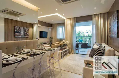 Apartamento 2 dormitórios (60,5m²), 1 suíte, 1 vaga, terraço. a poucas quadras do parque do piqueri