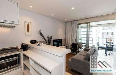 Apartamento 1 dormitório (62m²), 1 suíte, varanda, mobiliado e decorado, 1 vaga. próximo do shopping jk iguatemi