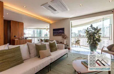 Apartamento luxuoso 3 dormitórios (210m²), 3 suítes, depósito, 4 vagas. próximo do shopping ibirapuera
