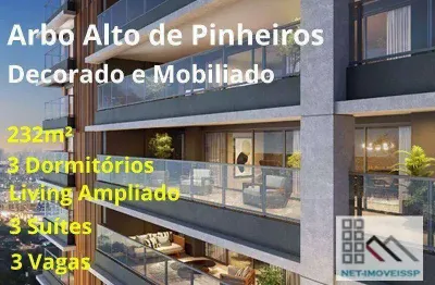Apartamento 3 dorms (232m²), 3 suítes, decorado, varanda, 3 vagas. próximo do shopping e do parque villa lobos