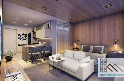 Studio 1 dormitório (37,9m²), 1 banheiro, 1 vaga, terraço. lindíssima vista panorâmica para a cidade
