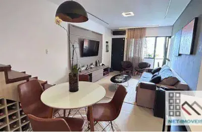 Cobertura duplex 2 dormitórios (128m²), 2 suítes, mobiliada, 1 vaga. no centro de alphaville
