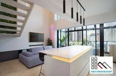 Apartamento duplex 1 dormitórios (67,50m²), 1 suíte, mobiliado, varanda, 2 vagas. a 200 metros da estação campo belo